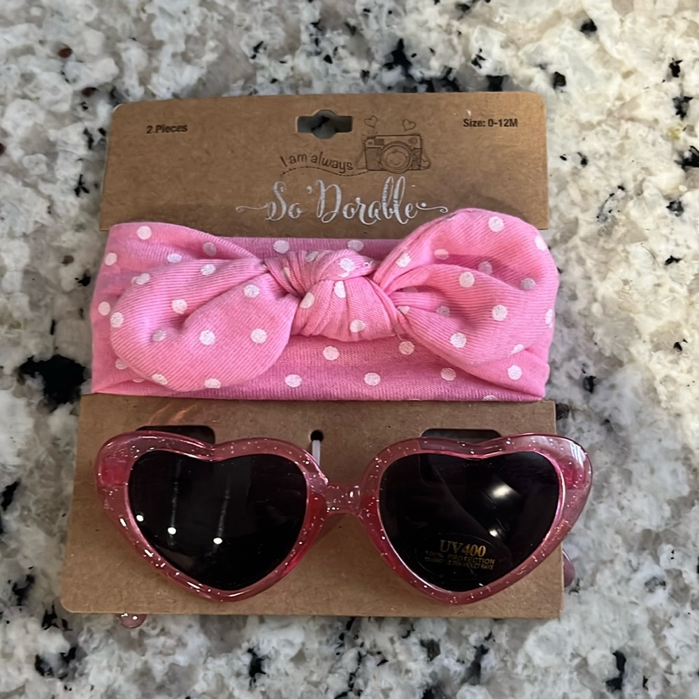 Headband sunglasses set girls pink